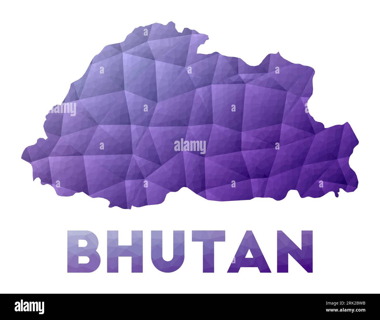 Illustrazione in basso poli del Bhutan. Design geometrico viola. Illustrazione del vettore poligonale. Illustrazione Vettoriale