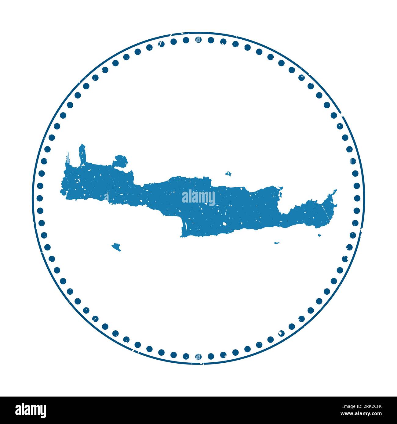 Adesivo Creta. Timbro da viaggio con mappa dell'isola, illustrazione vettoriale. Può essere utilizzato come insegna, logotipo, etichetta, adesivo o badge di Creta. Illustrazione Vettoriale
