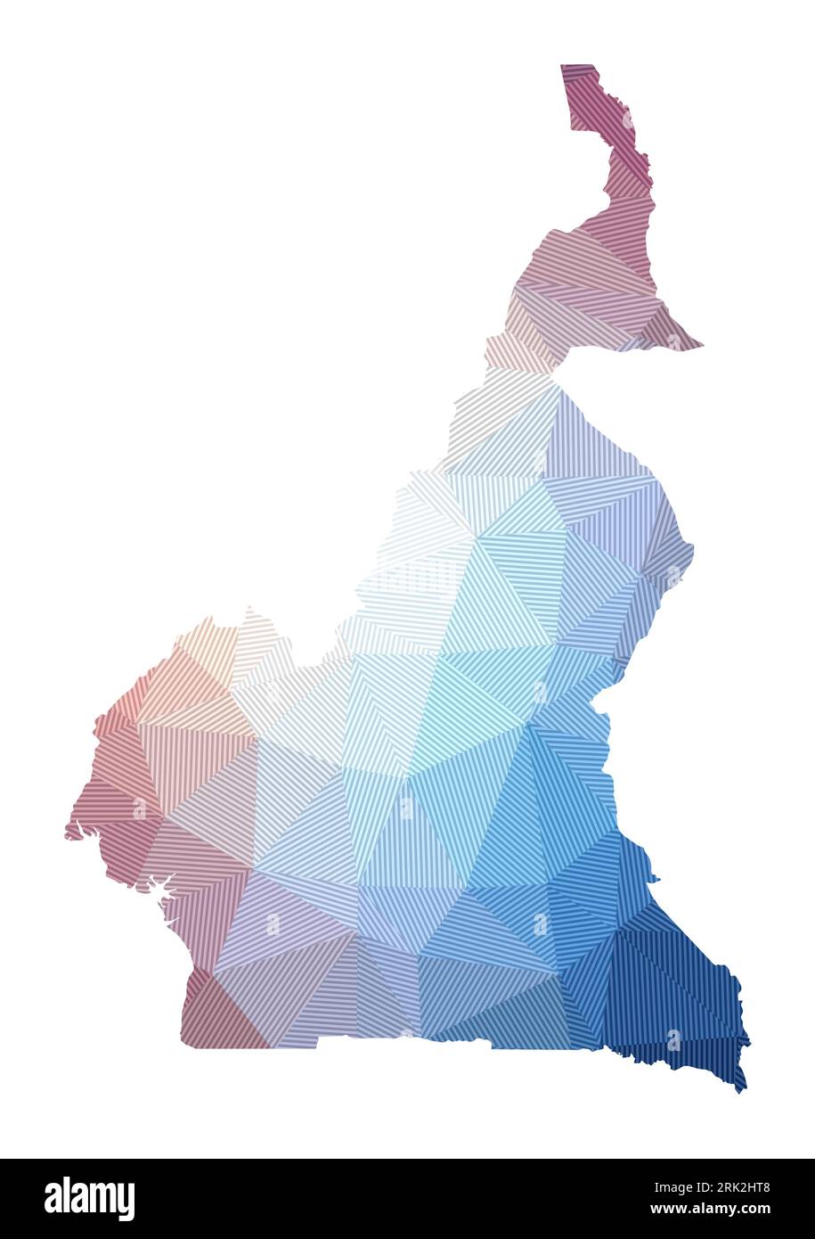 Illustrazione in basso poli del Camerun. Design geometrico con strisce. Tecnologia, Internet, concetto di rete. Illustrazione vettoriale. Illustrazione Vettoriale