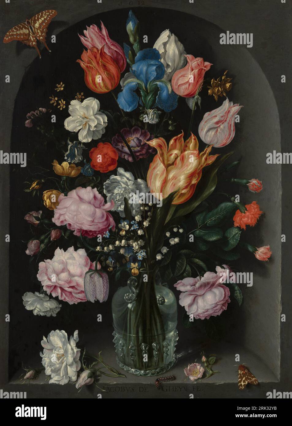 Flowers in a Glass Flask 1612 di Jacob de Gheyn II Foto Stock