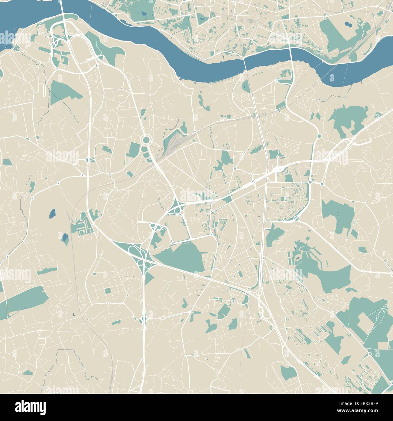 Grande mappa di Vila Nova de Gaia, area urbana Illustrazione Vettoriale