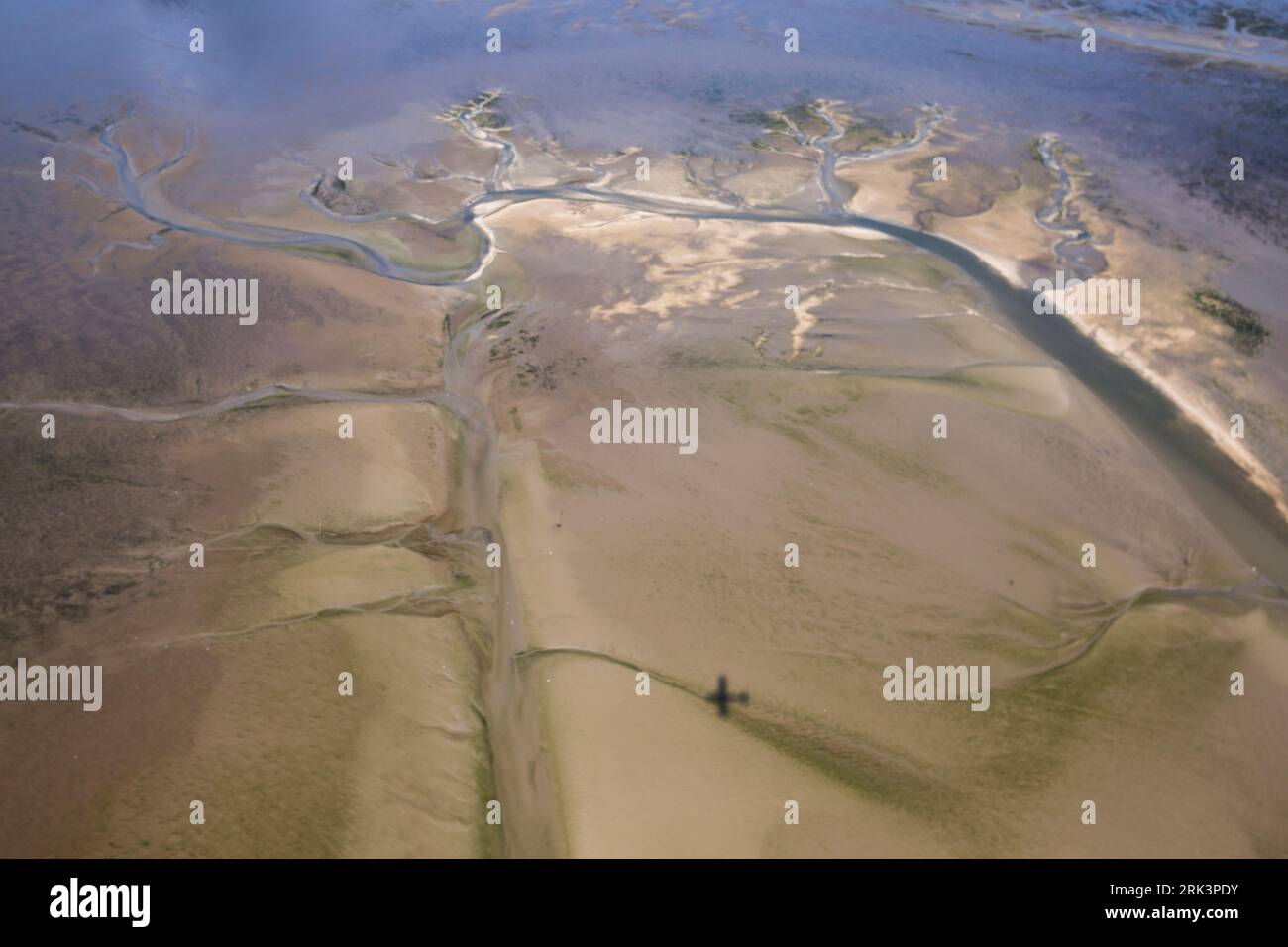 Vista da un piano. Ghebi e velme alla Germania il Wadden Sea. Foto Stock