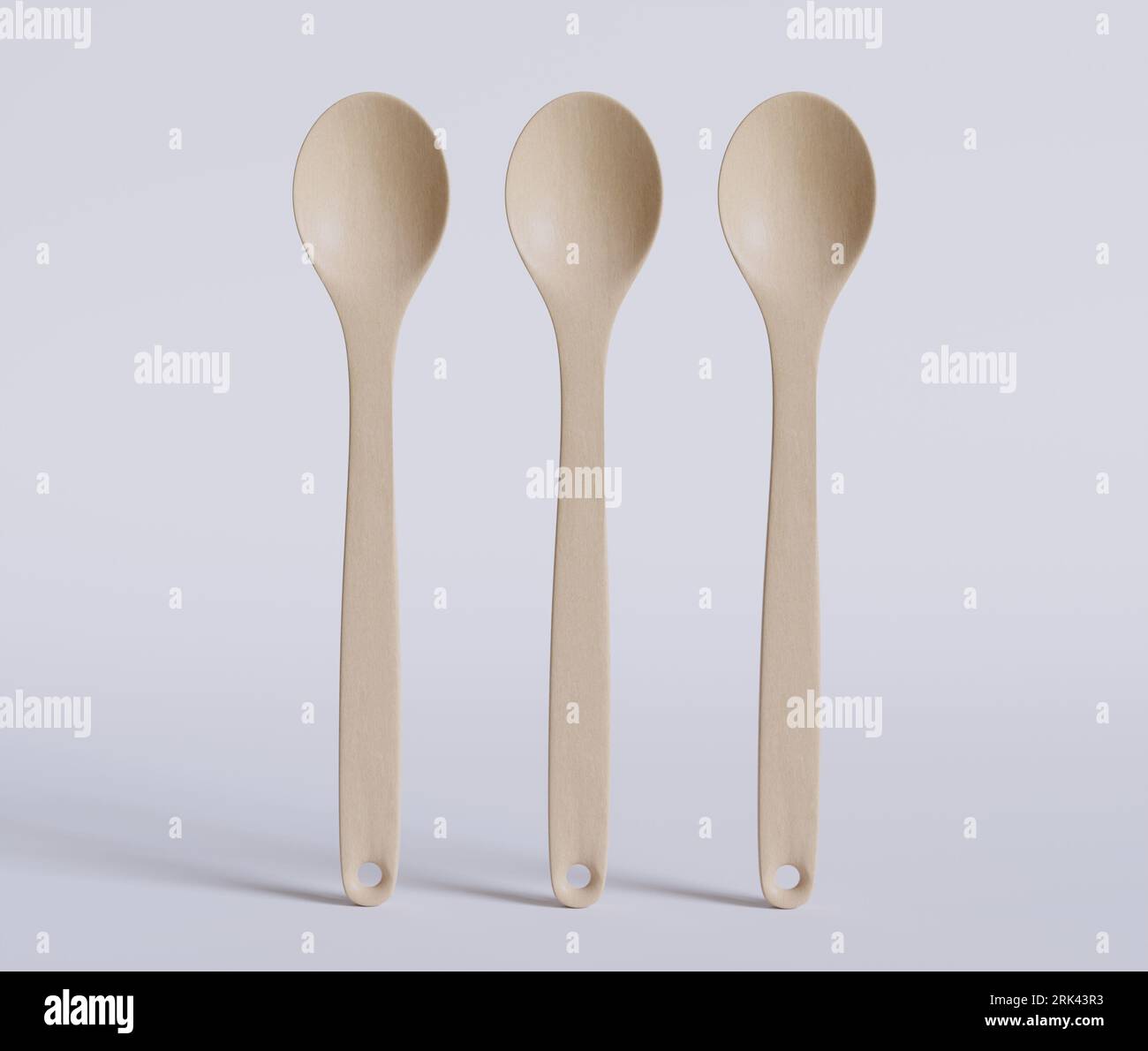 Rendering realistico a cucchiaio con modellazione e rendering 3D delle texture del legno Foto Stock
