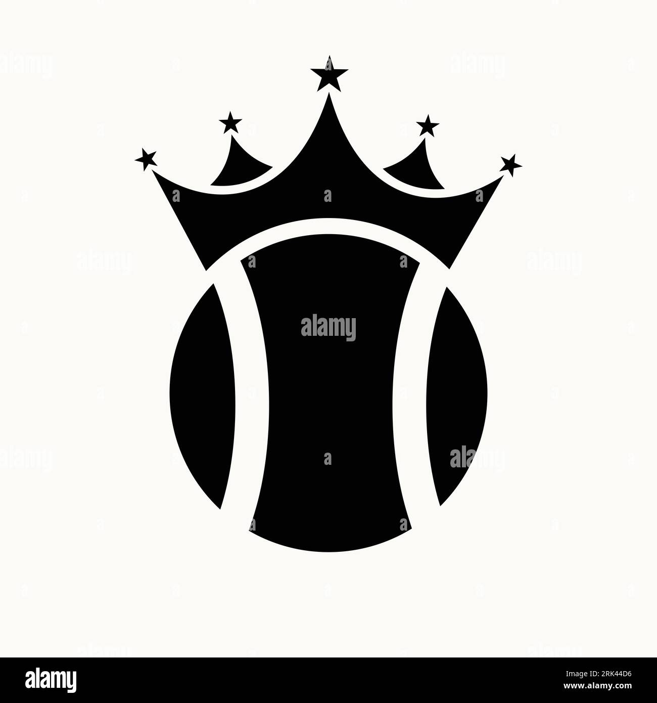 Design del logo tennis con icona Crown. Simbolo del vincitore del tennis Sport Illustrazione Vettoriale