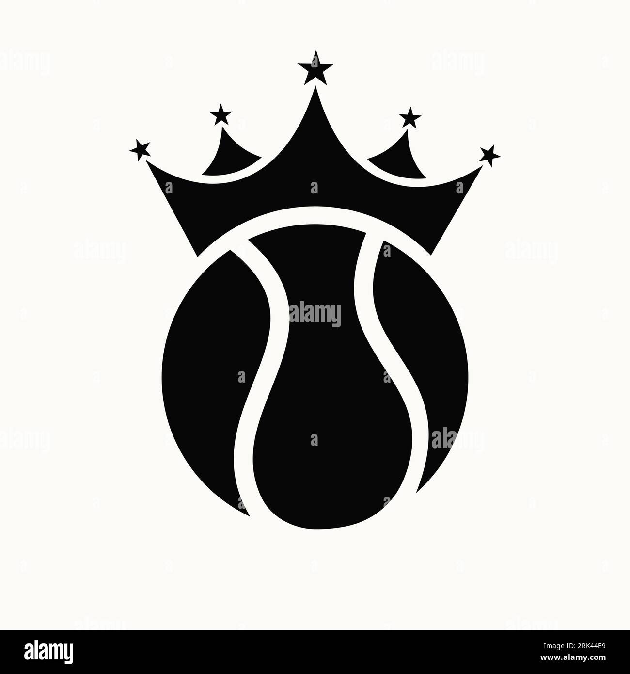 Design del logo tennis con icona Crown. Simbolo del vincitore del tennis Sport Illustrazione Vettoriale
