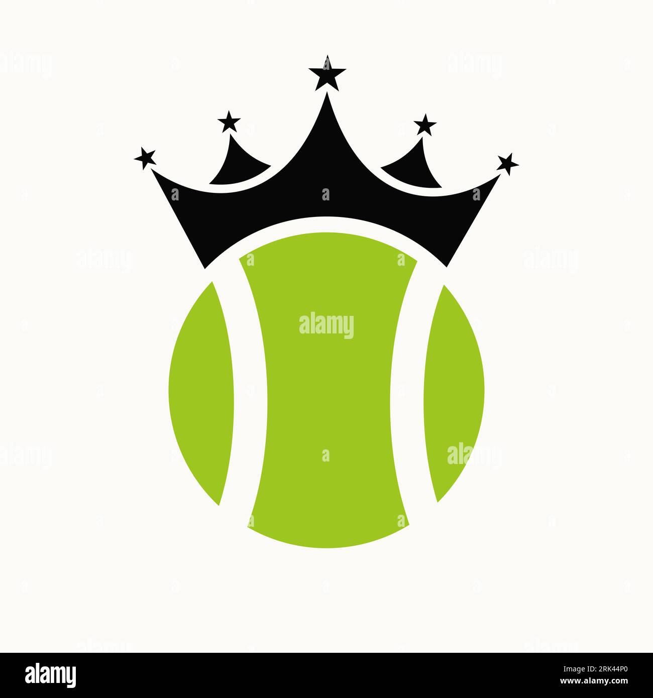 Design del logo tennis con icona Crown. Simbolo del vincitore del tennis Sport Illustrazione Vettoriale