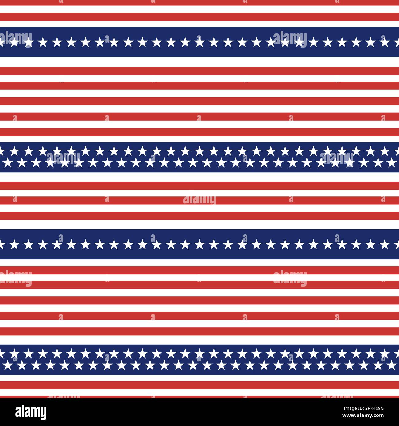 Seamless pattern of american independence day background with united states flag in horizontal style. Illustrazione Vettoriale