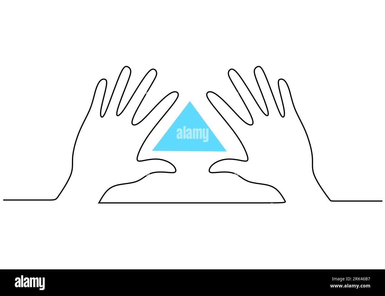 Una singola linea continua disegnata a mano con la mano crea una posa triangolare per il giorno dell'amicizia isolata su sfondo bianco. Illustrazione Vettoriale