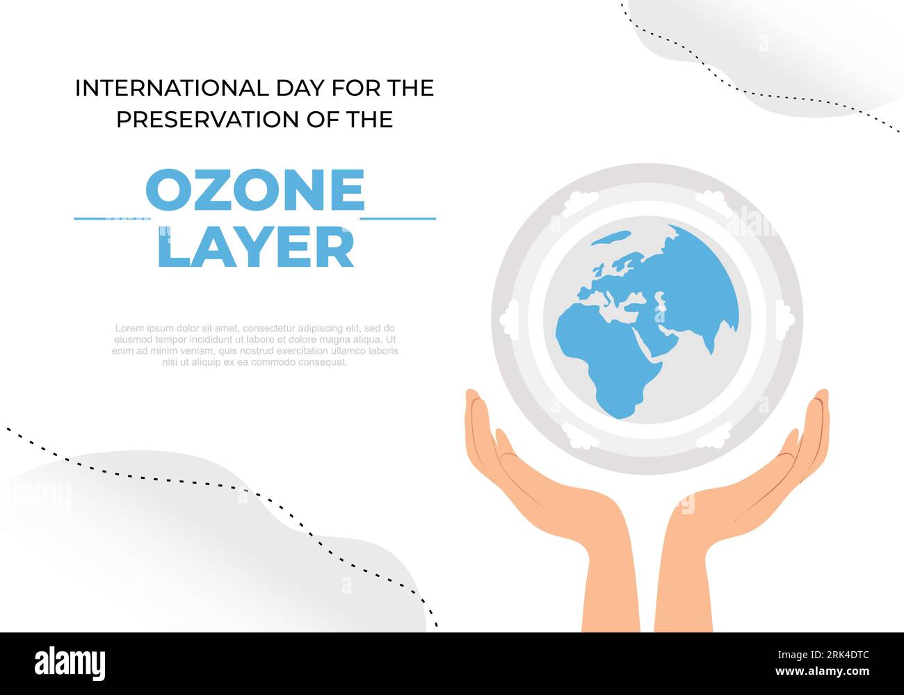 Giornata internazionale per la conservazione del poster di sfondo dello strato di ozono con la terra aperta il 16 settembre. Illustrazione Vettoriale