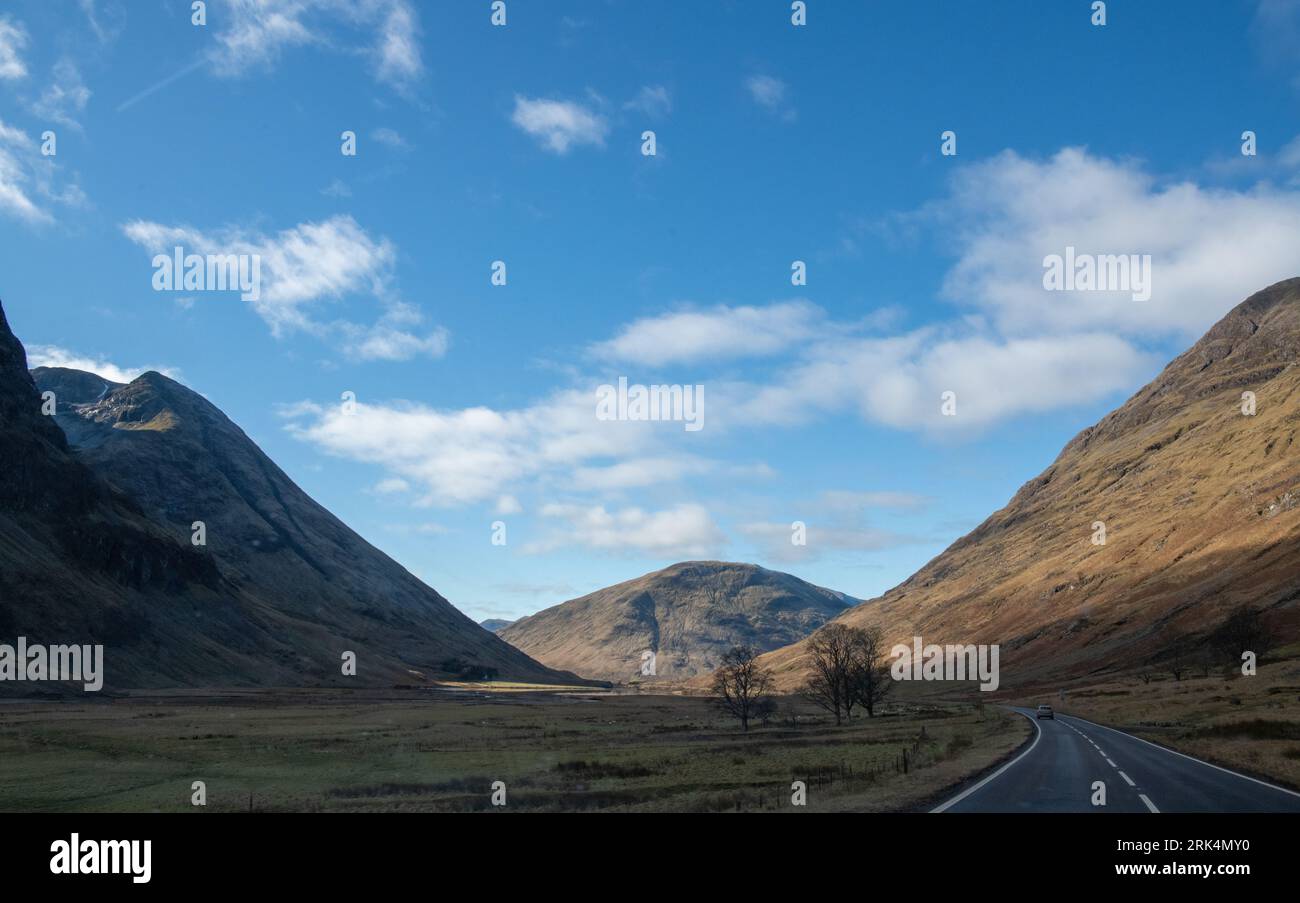 Paesaggi scozzesi dalla strada Foto Stock