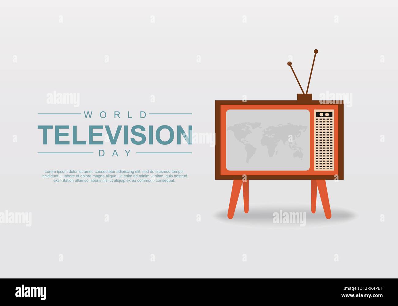 Sfondo della giornata della televisione mondiale con grande TV vintage. Illustrazione Vettoriale