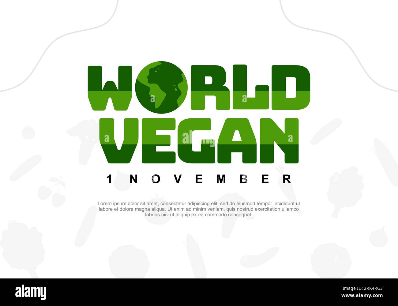 Giornata mondiale vegana sfondo con verdure celebrato il 1° novembre. Illustrazione Vettoriale