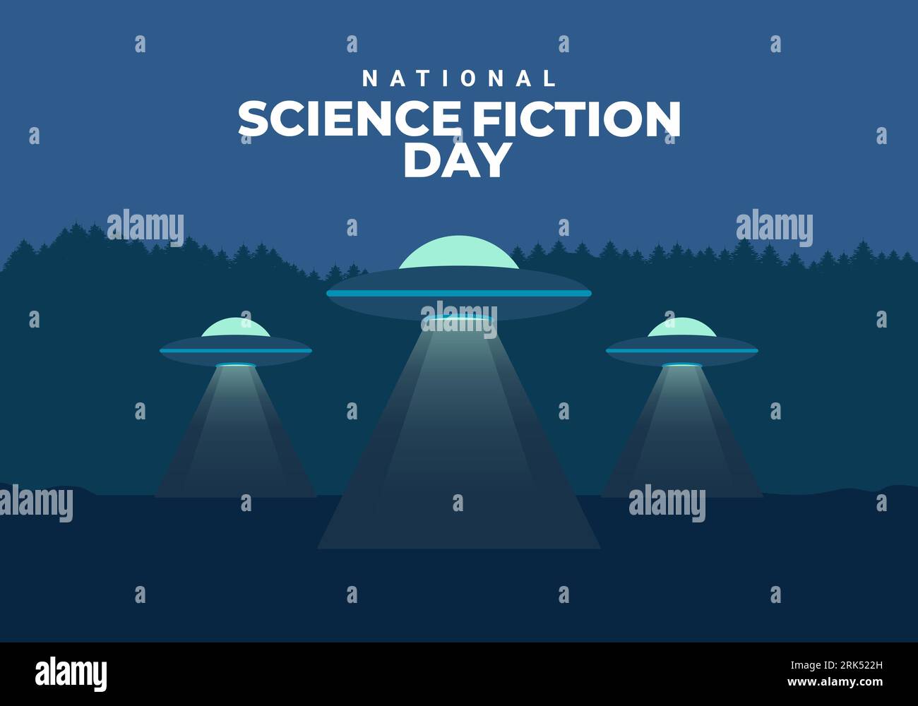 Poster banner di sfondo del giorno della fantascienza celebrato il 2 gennaio Illustrazione Vettoriale