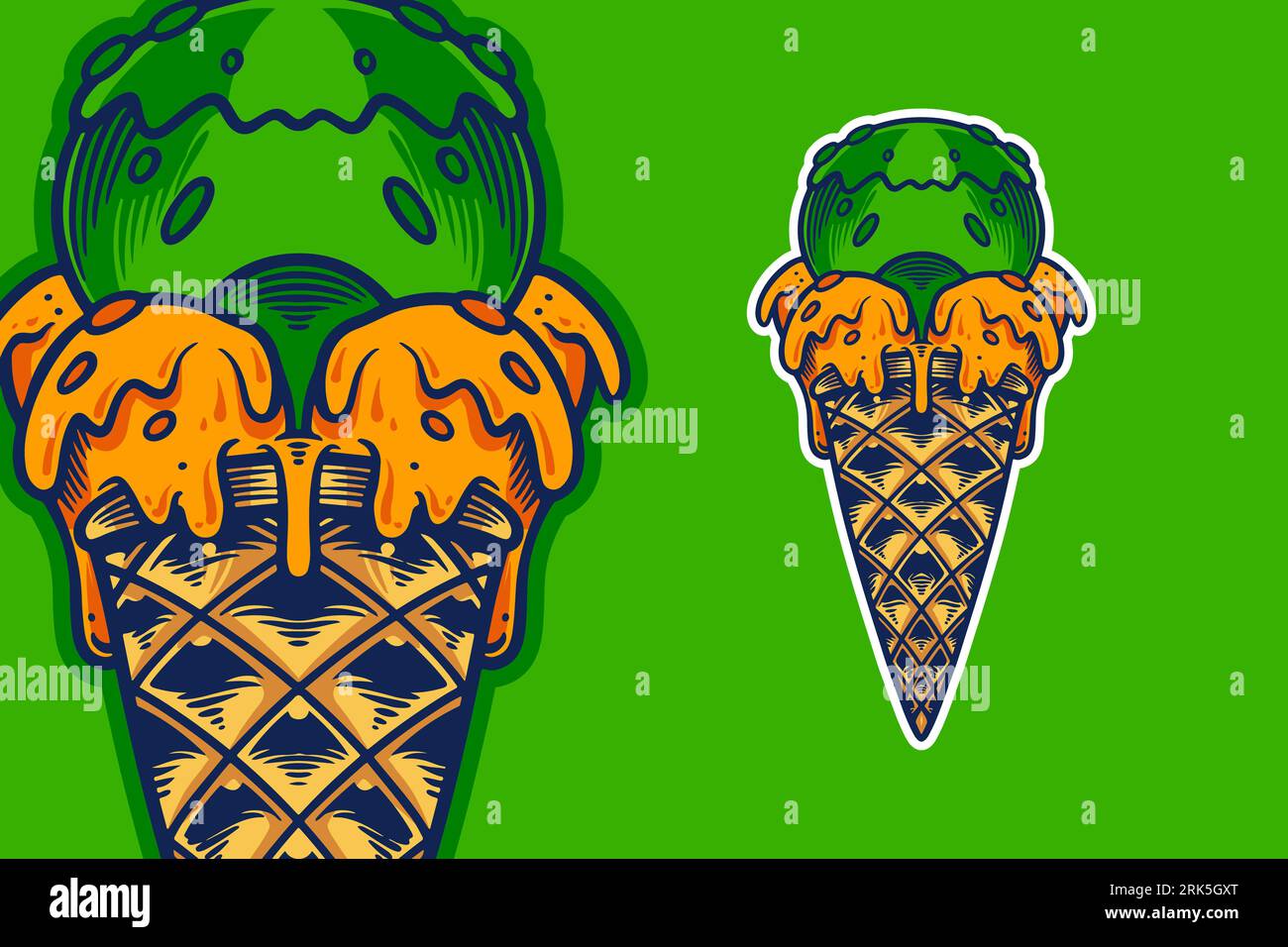 ice cream cone vector illustration cartoon style Illustrazione Vettoriale