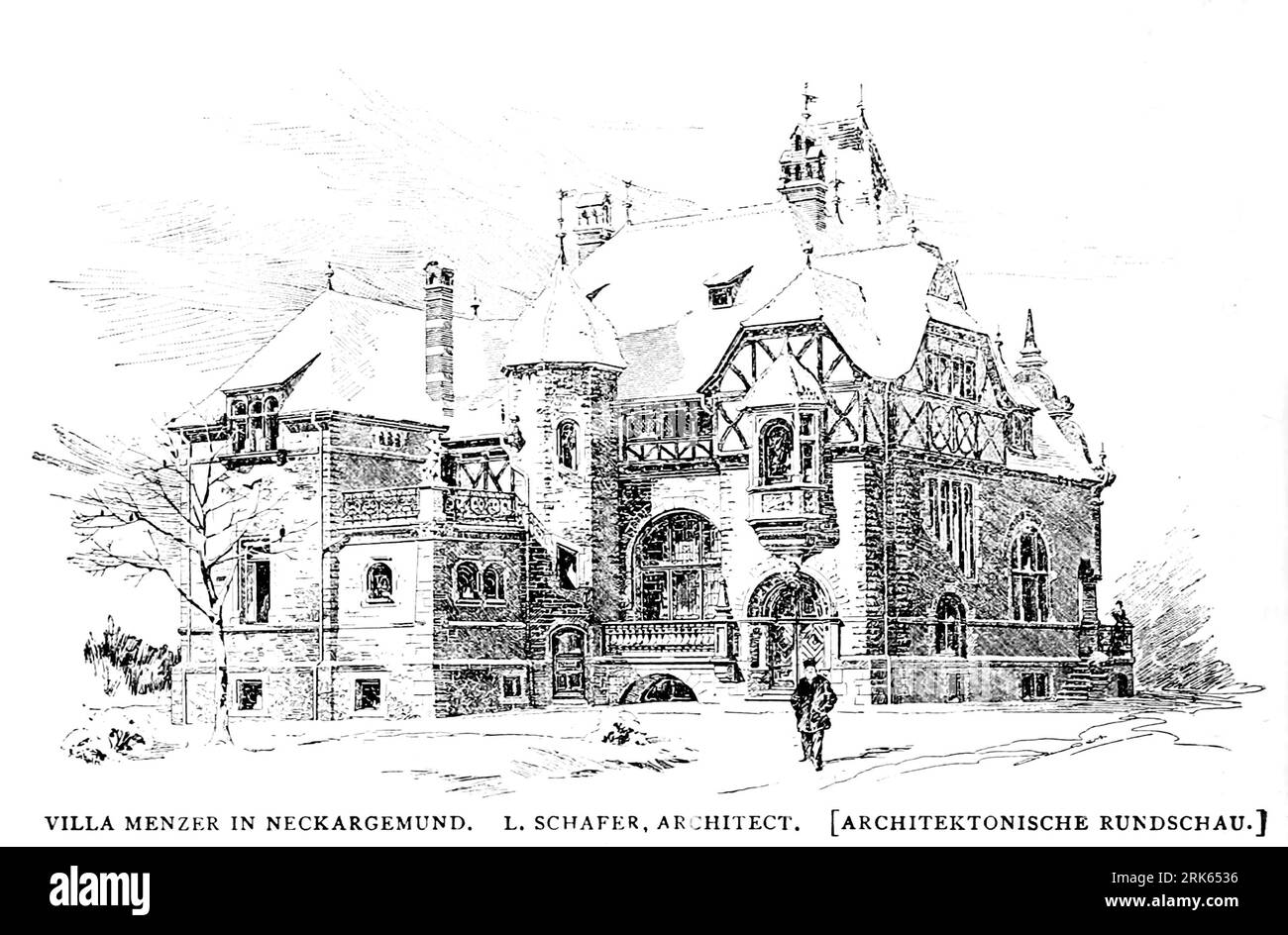 VILLA MENZER IN NECKARGEMUND, Baden-Württemberg, Germania L. SCHAFER ARCHITETTO dall'articolo Architectural Review della rivista Engineering DEDICATA AL PROGRESSO INDUSTRIALE volume XI ottobre 1896 NEW YORK The Engineering Magazine Co Foto Stock