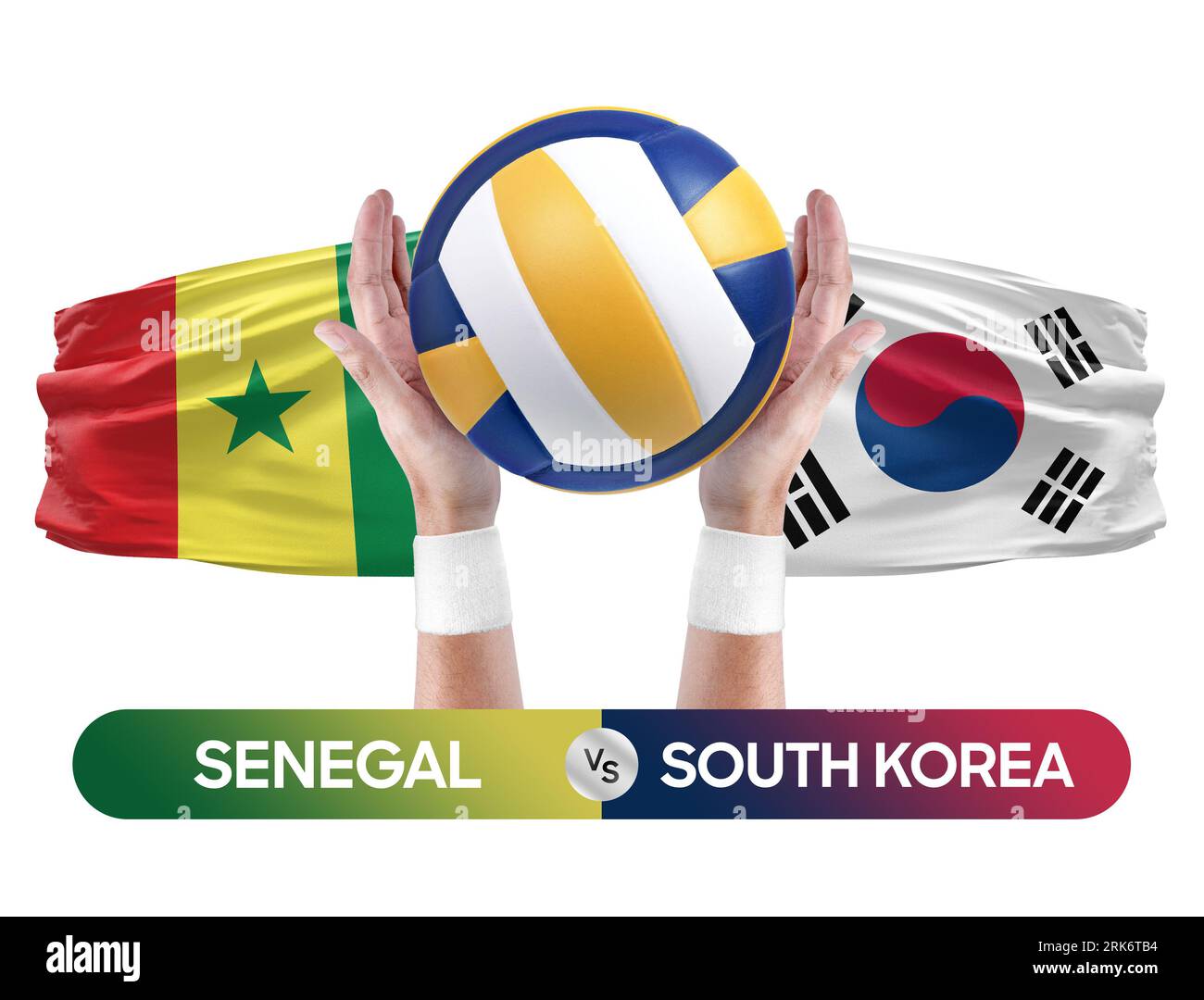 Senegal contro le squadre nazionali della Corea del Sud concetto di competizione di pallavolo e pallavolo. Foto Stock