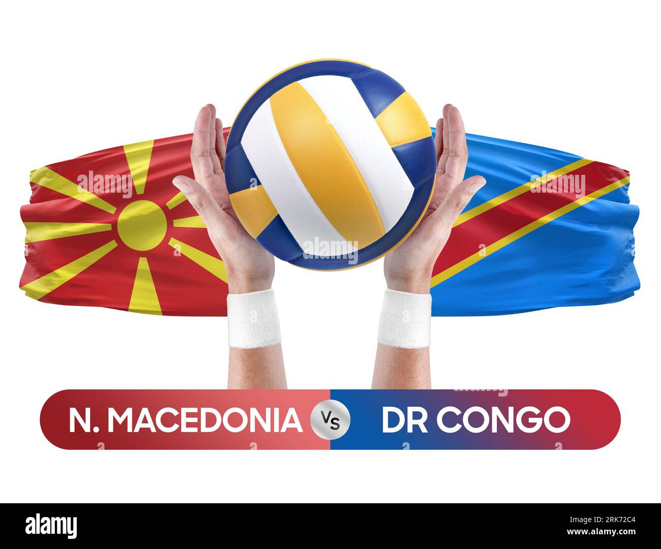 Macedonia del Nord vs Congo concetto di gara di pallavolo e pallavolo delle squadre nazionali. Foto Stock