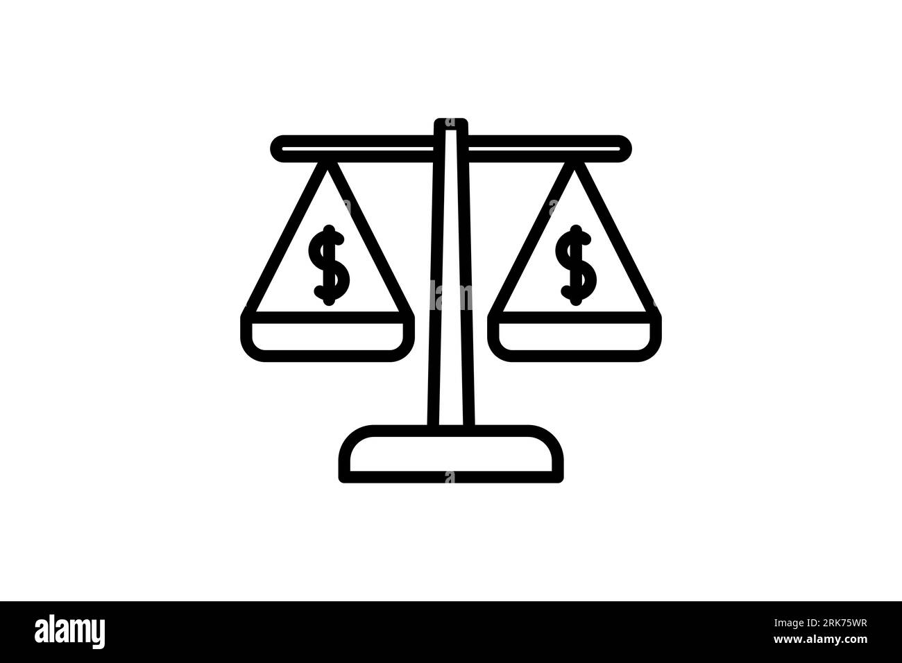 Icona bilancia denaro. Icona relativa a credito e prestito. adatto per la progettazione di siti web, app, interfacce utente, stampabili, ecc. Stile icona linea. Vettore semplice Foto Stock