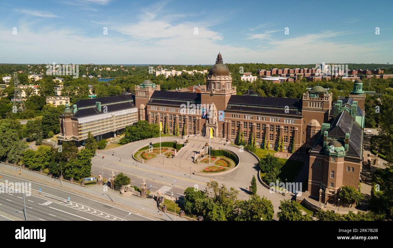 Vista aerea del Naturhistoriska Riksmuseet situato a Stoccolma, Svezia Foto Stock