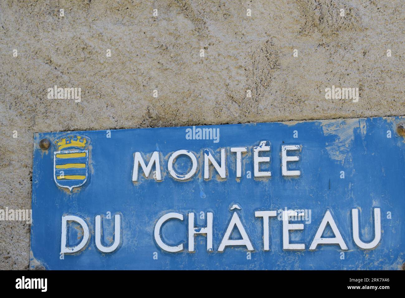 Nome della strada Montee du Chateau Foto Stock