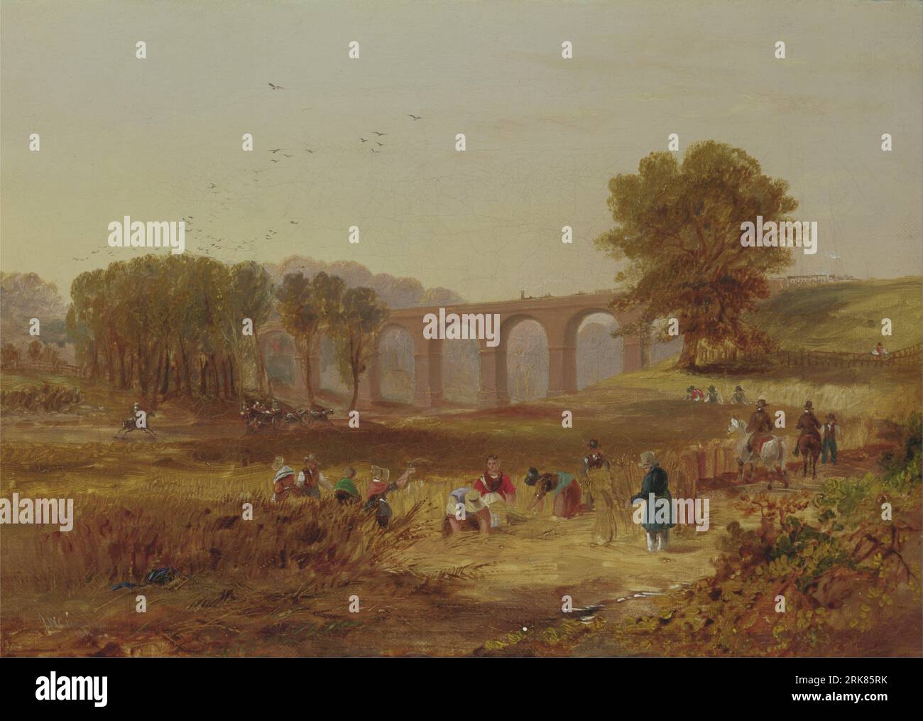 Corby Viaduct, la Newcastle and Carlisle Railway 1836 di James Wilson Carmichael Foto Stock