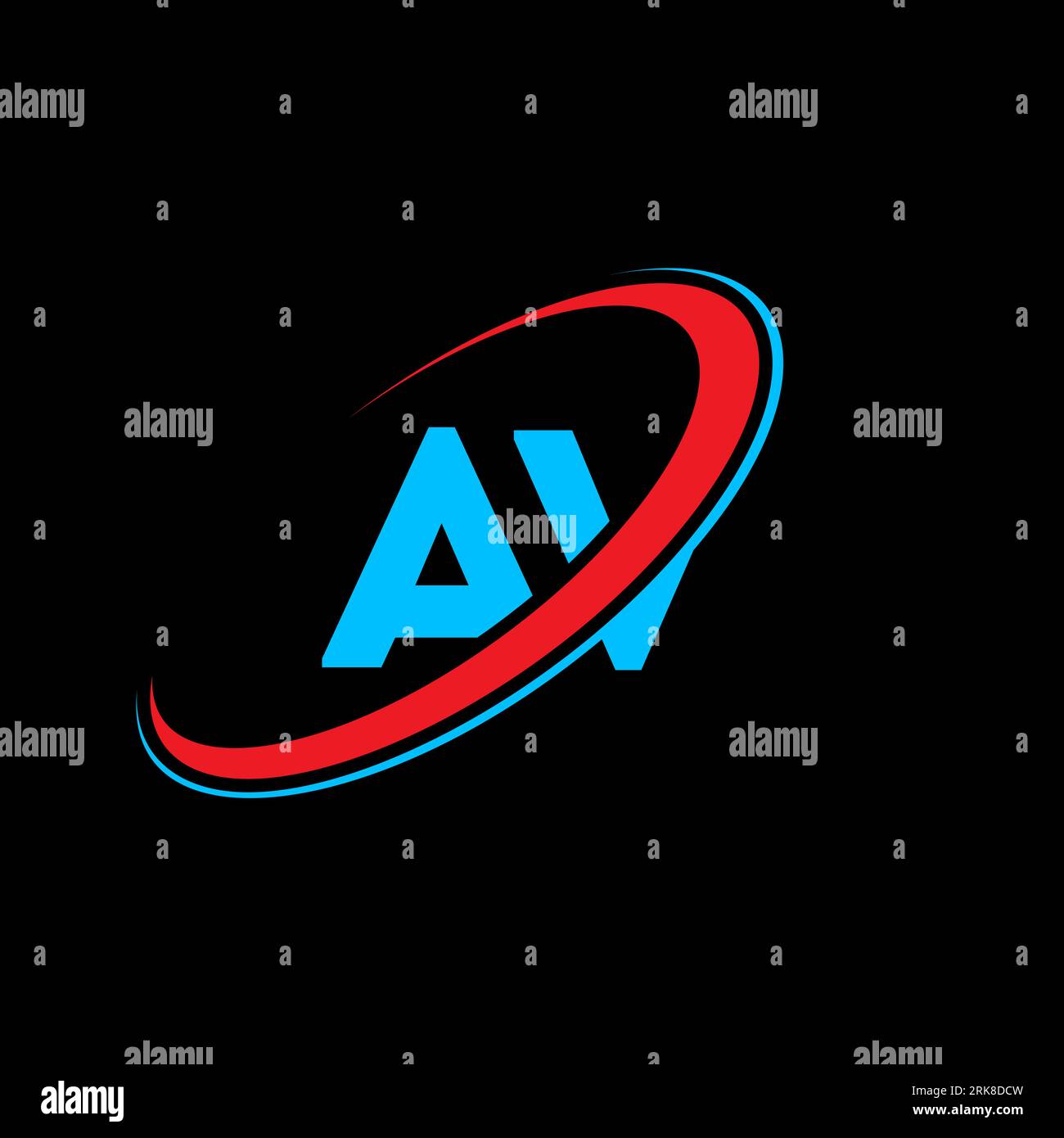 Logo AV A V Letter. Lettera iniziale AV Linked Circle logo monogramma maiuscolo rosso e blu. Logo AV, design A V. av, a v. Illustrazione Vettoriale