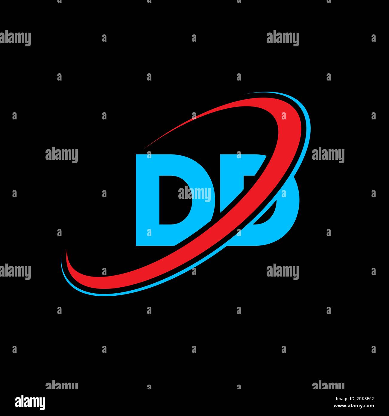 Logo D D D Letter. Lettera iniziale DD cerchio collegato in maiuscolo monogramma rosso e blu. Logo DD, design D D. dd, d d Illustrazione Vettoriale
