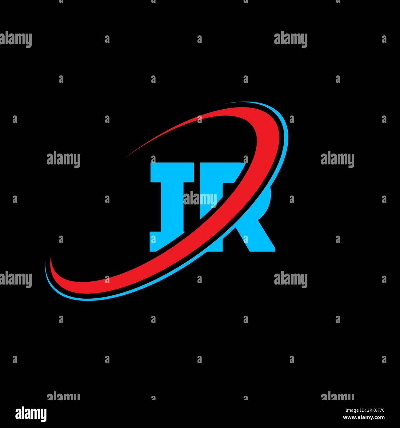 Logo IR i R Letter. Lettera iniziale, cerchio IR collegato, monogramma maiuscolo, rosso e blu. Logo IR, design i R. ir, i r Illustrazione Vettoriale