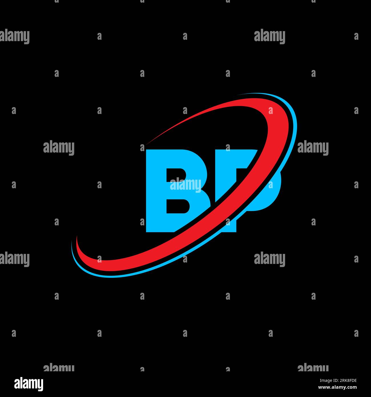 Logo BP B P Letter. Lettera iniziale BP, cerchio collegato, monogramma maiuscolo, rosso e blu. Logo BP, design B P. bp, b p, B&P Illustrazione Vettoriale