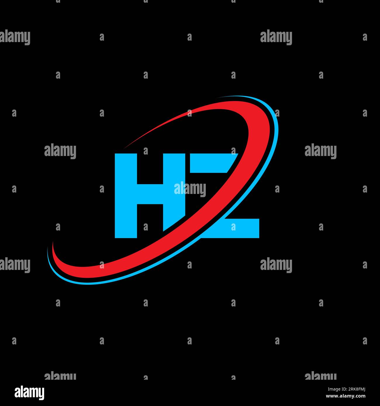 Logo HZ H Z Letter. Lettera iniziale HZ Linked Circle logo monogramma maiuscolo rosso e blu. Logo HZ, design H Z. hz, h z Illustrazione Vettoriale