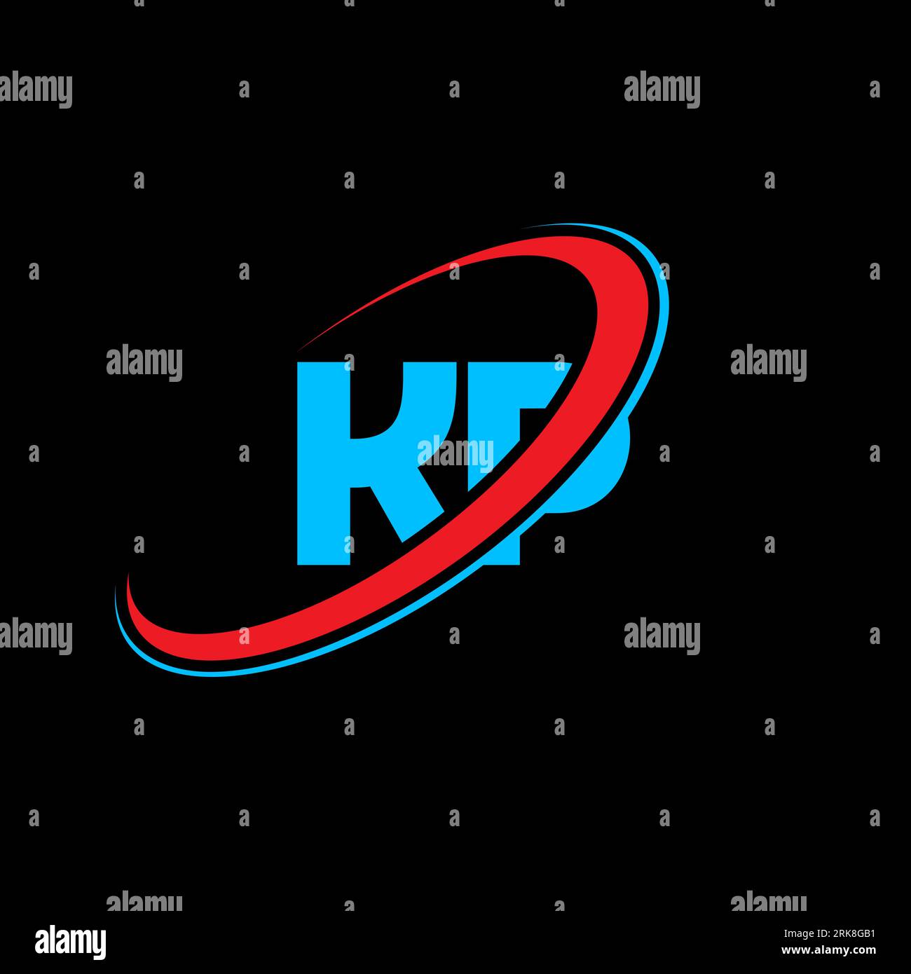 Logo KP K P Letter. Lettera iniziale KP Linked Circle logo monogramma maiuscolo rosso e blu. Logo KP, design K P. kp, k p, K&P. Illustrazione Vettoriale