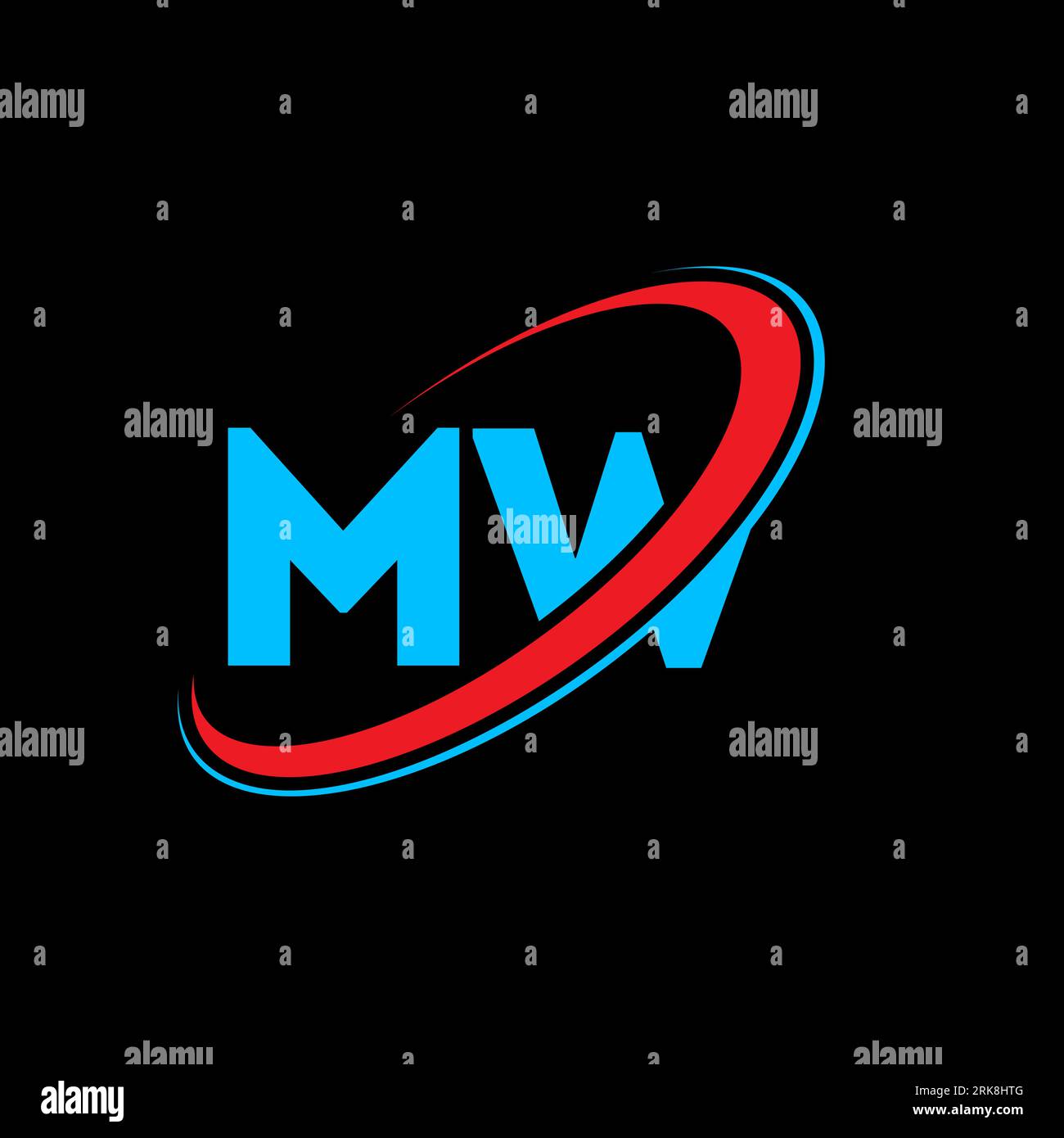 Logo MW M W Letter. Lettera iniziale MW cerchio collegato in maiuscolo monogramma rosso e blu. Logo MW, design M W. mw, m w Illustrazione Vettoriale