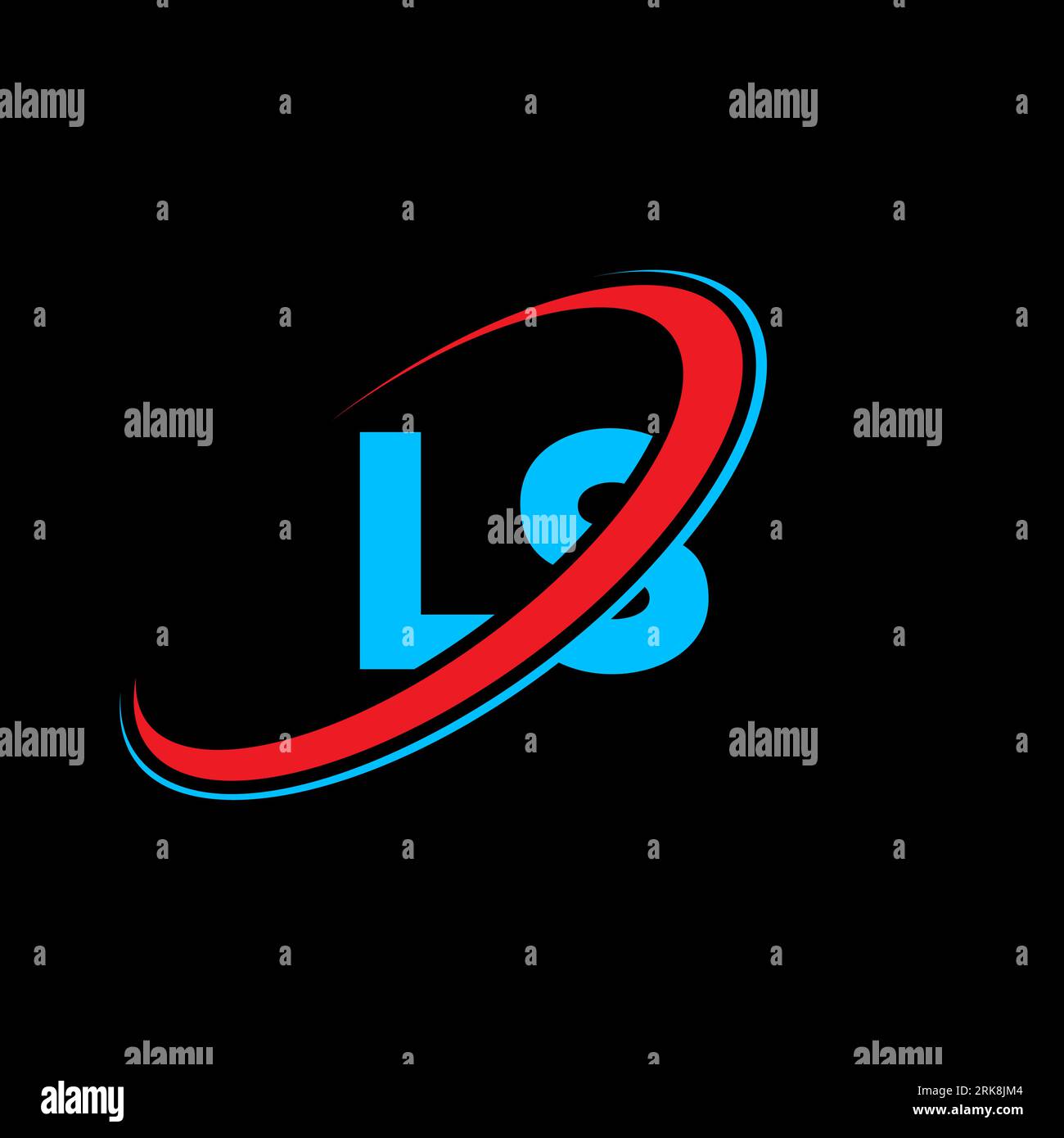 Logo LS L S Letter. Lettera iniziale LS, cerchio collegato, monogramma maiuscolo, rosso e blu. Logo LS, design L S. ls, l s Illustrazione Vettoriale