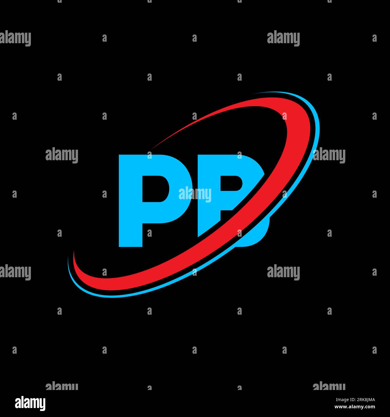 Logo PB P B Letter. Lettera iniziale PB, cerchio collegato, monogramma maiuscolo, rosso e blu. Logo PB, design P B. pb, p b Illustrazione Vettoriale