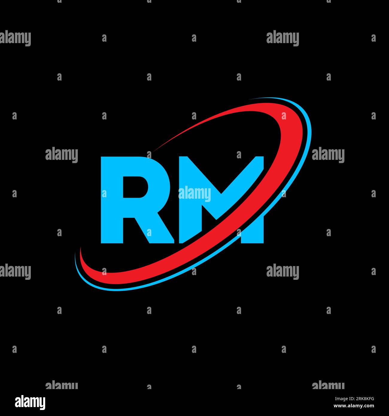 Logo RM R M Letter. Lettera iniziale RM Linked Circle logo monogramma maiuscolo rosso e blu. Logo RM, design R M. rm, r m Illustrazione Vettoriale