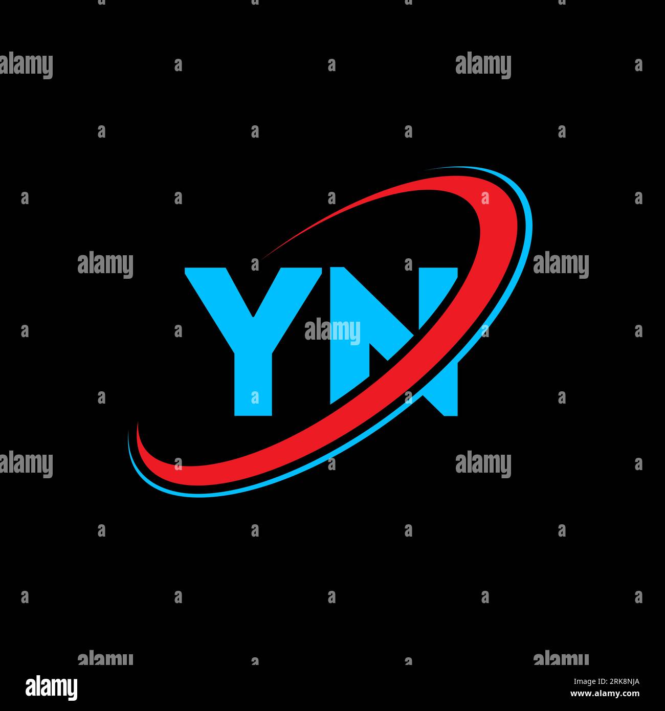 Logo YIN Y N Letter. Lettera iniziale YN cerchio collegato monogramma maiuscolo rosso e blu. Logo YIN, design Y N. yn, y n Illustrazione Vettoriale