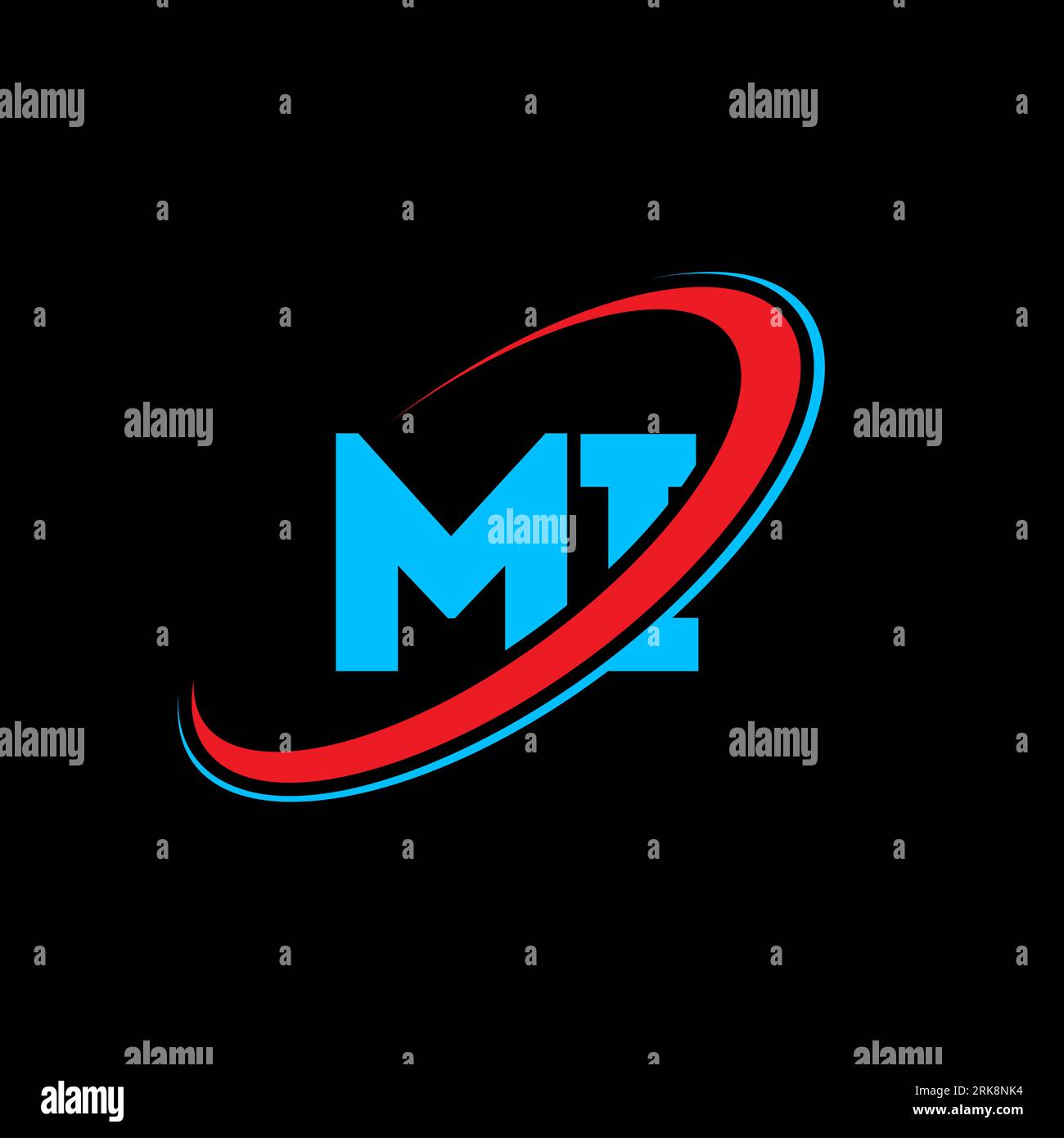 Logo MI M i Letter. Lettera iniziale, cerchio con link mi, monogramma maiuscolo, rosso e blu. Logo MI, design M i. mi, m io Illustrazione Vettoriale