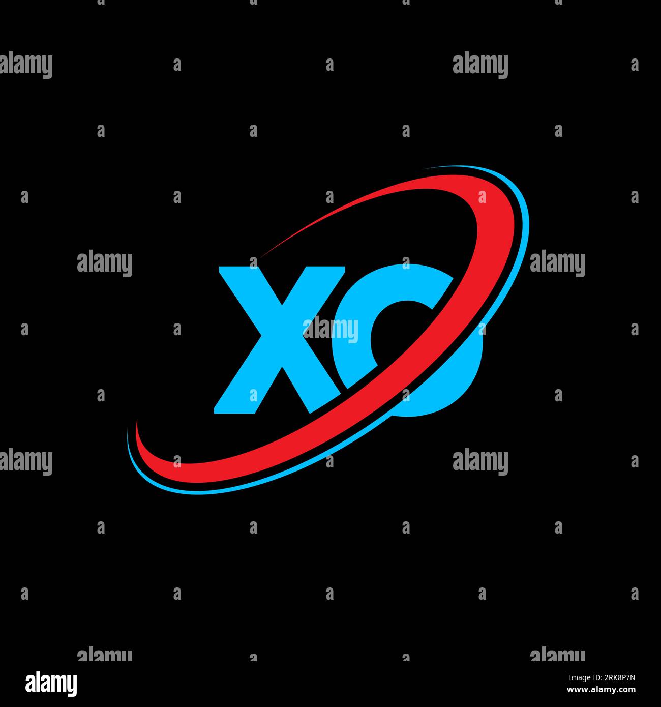 Logo XO X o Letter. Lettera iniziale XO Linked Circle logo monogramma maiuscolo rosso e blu. Logo XO, design X O. xo, x o, X&O. Illustrazione Vettoriale