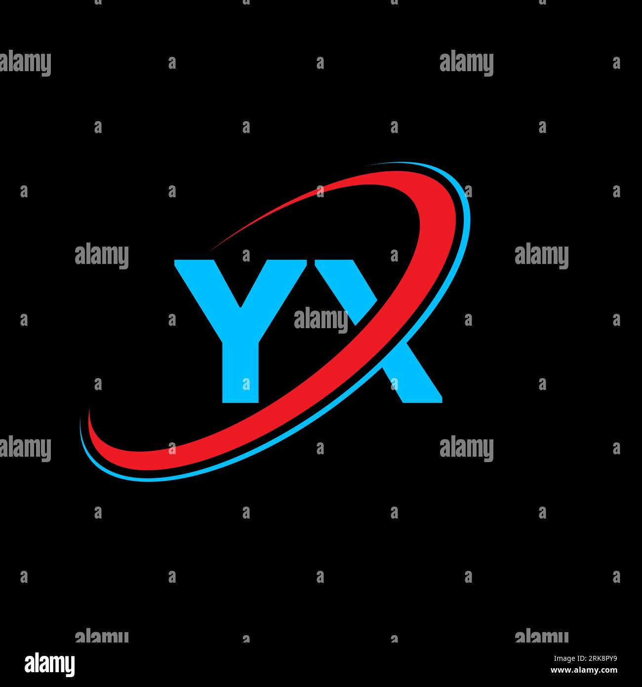 Logo YIN Y N Letter. Lettera iniziale YN cerchio collegato monogramma maiuscolo rosso e blu. Logo YIN, design Y N. yn, y n Illustrazione Vettoriale