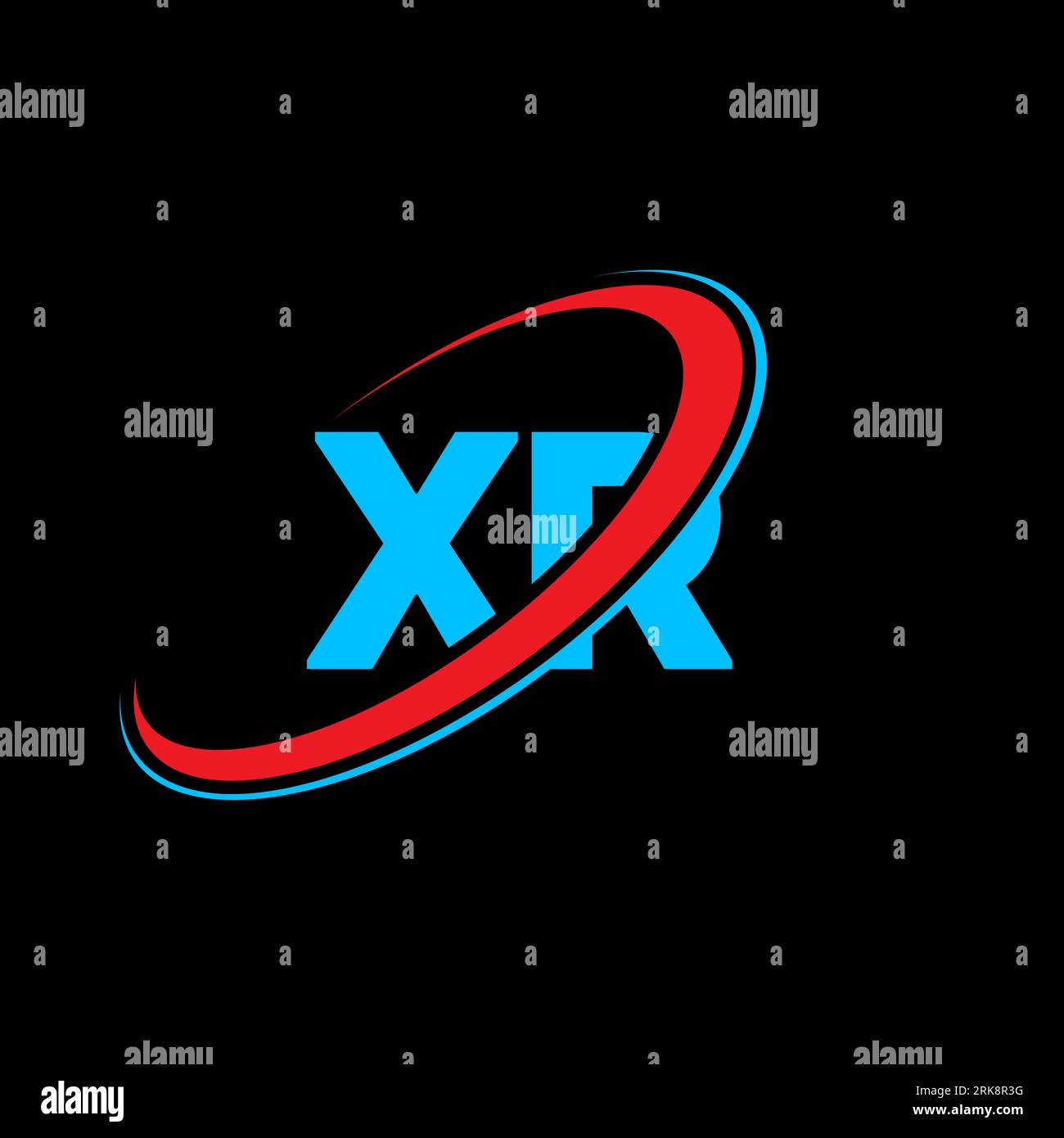 Logo XR X R Letter. Lettera iniziale XR collegata cerchio in maiuscolo monogramma rosso e blu. Logo XR, design X R. xr, x r Illustrazione Vettoriale