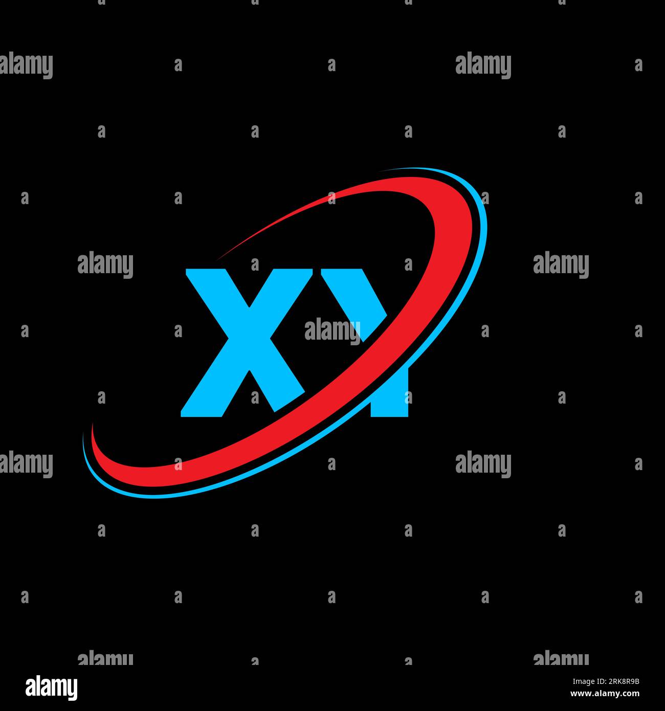 Logo XY X Y Letter. Lettera iniziale XY, cerchio collegato, monogramma maiuscolo, rosso e blu. Logo XY, design X Y. xy, x y Illustrazione Vettoriale