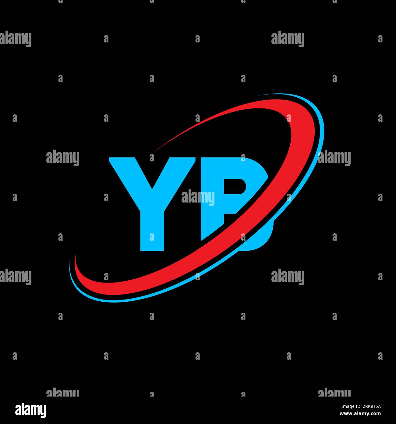 Logo YB Y B Letter. Lettera iniziale YB, cerchio collegato, monogramma maiuscolo, rosso e blu. Logo YB, design Y B. yb, y b Illustrazione Vettoriale