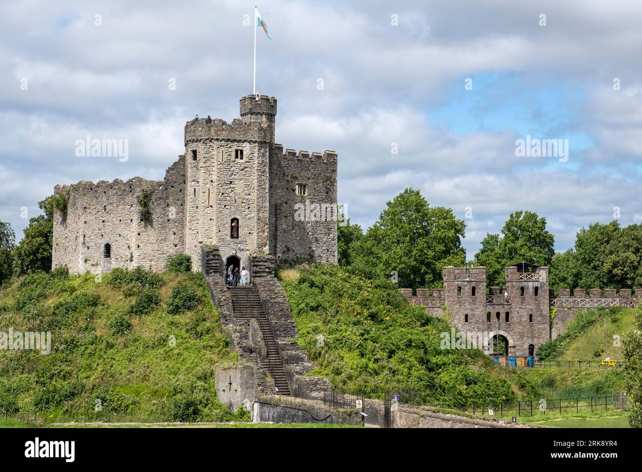 Norman Keep, Castello di Cardiff, Cardiff City, Galles, Regno Unito Foto Stock