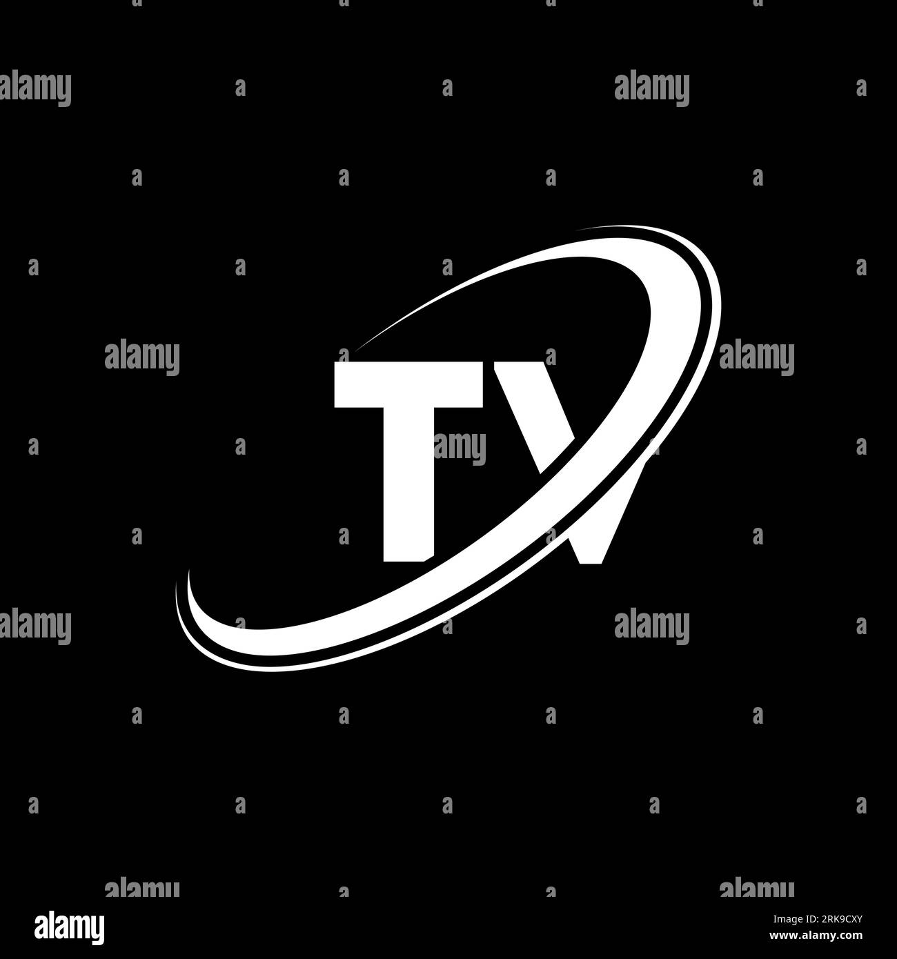 Logo TV T V Letter. Lettera iniziale del logo rosso e blu del monogramma in maiuscolo del cerchio collegato alla TV. Logo TV, design T V. tv, t v Illustrazione Vettoriale