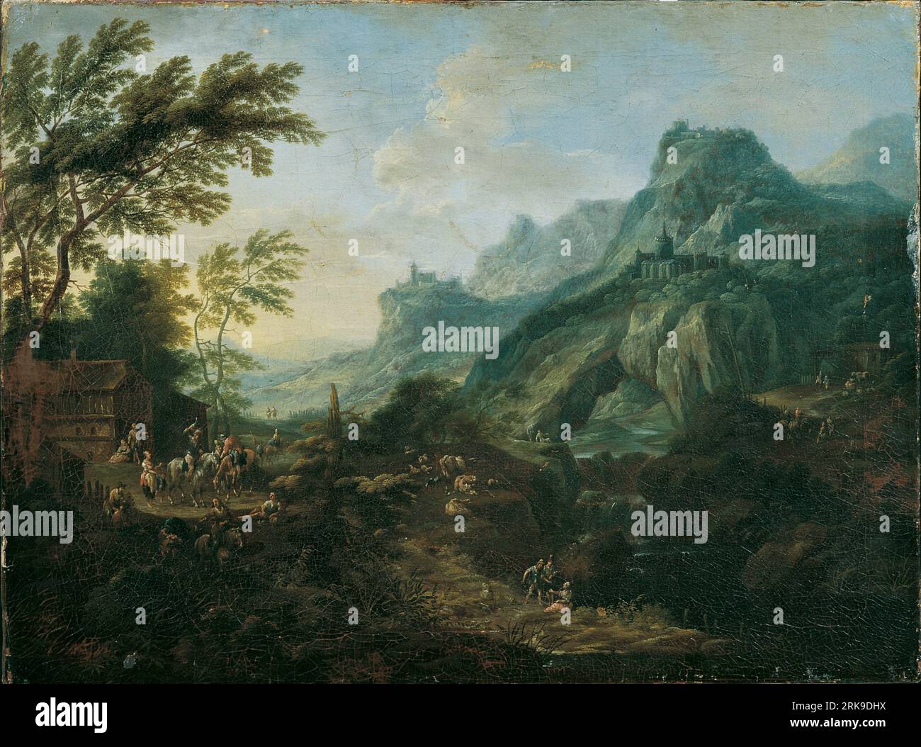 Paesaggio montano con un arco roccioso tra il 1712 e il 1762 di Maximilian Joseph Schinnagl Foto Stock