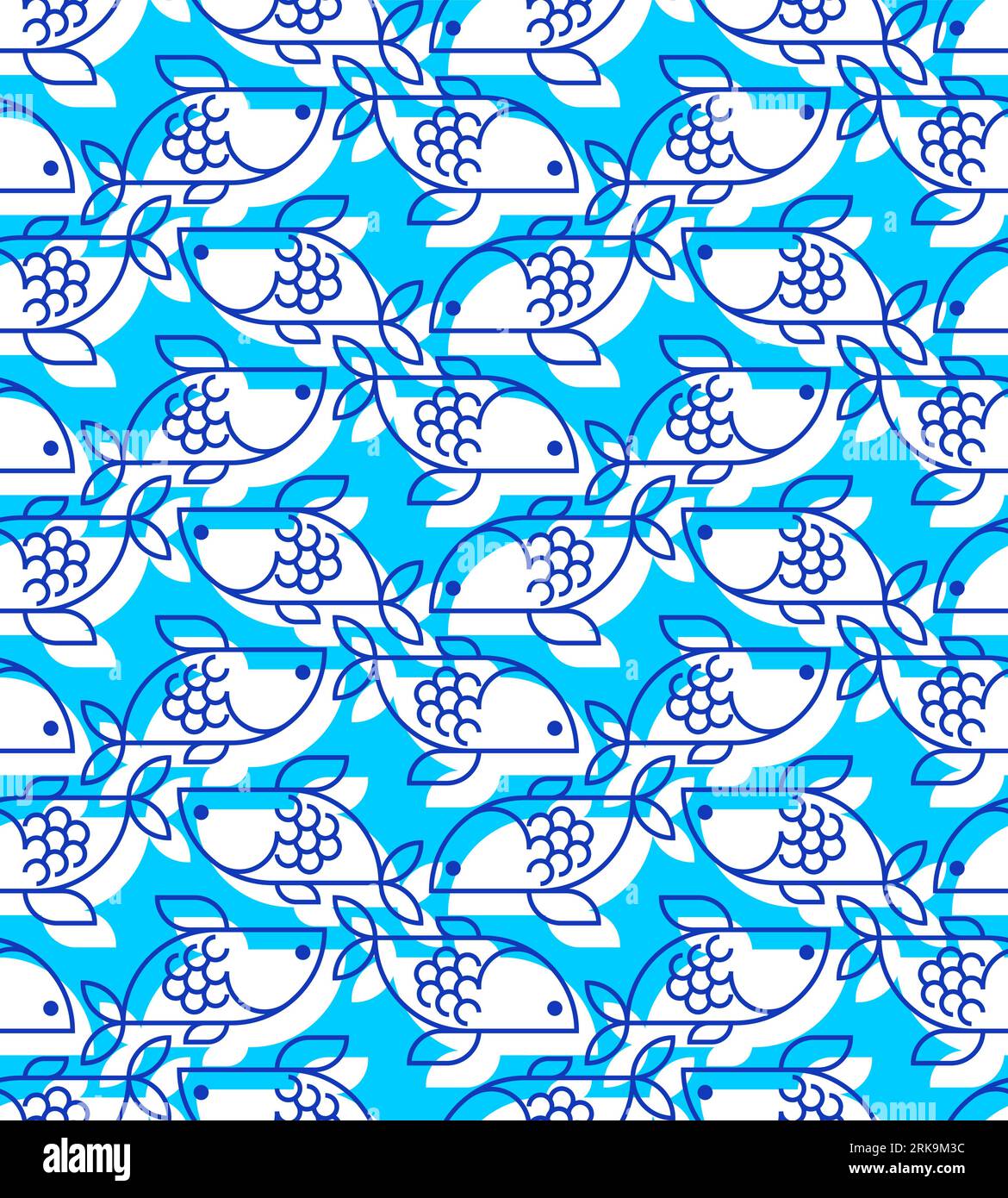 Simbolo senza cuciture del motivo dei pesci. Pesca lo sfondo. Trama vettoriale Illustrazione Vettoriale