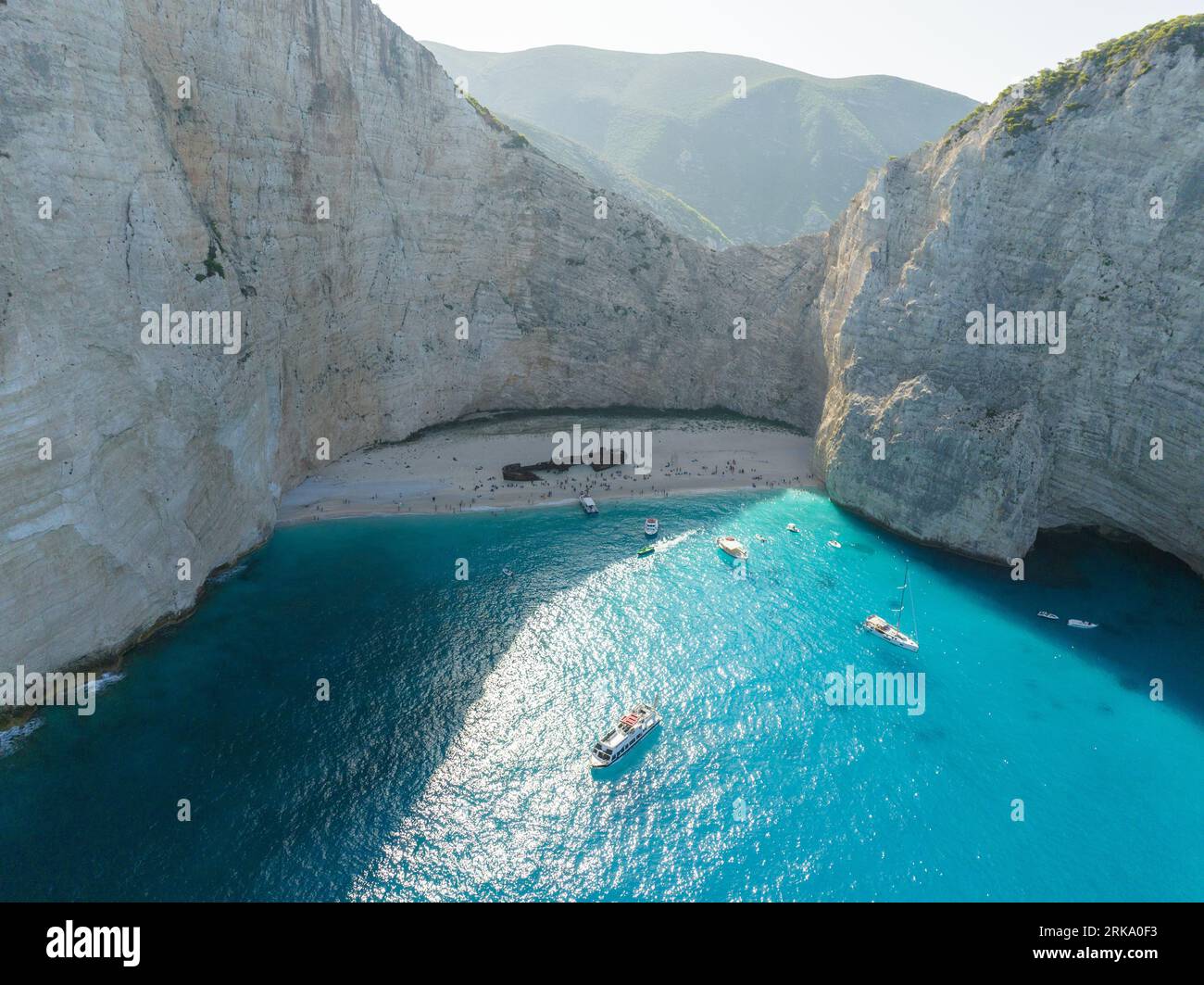 Plage de Navagio, (Anafonitria), baie du Naufrage, île de Zante (Zante), Péloponnèse, Grèce Foto Stock