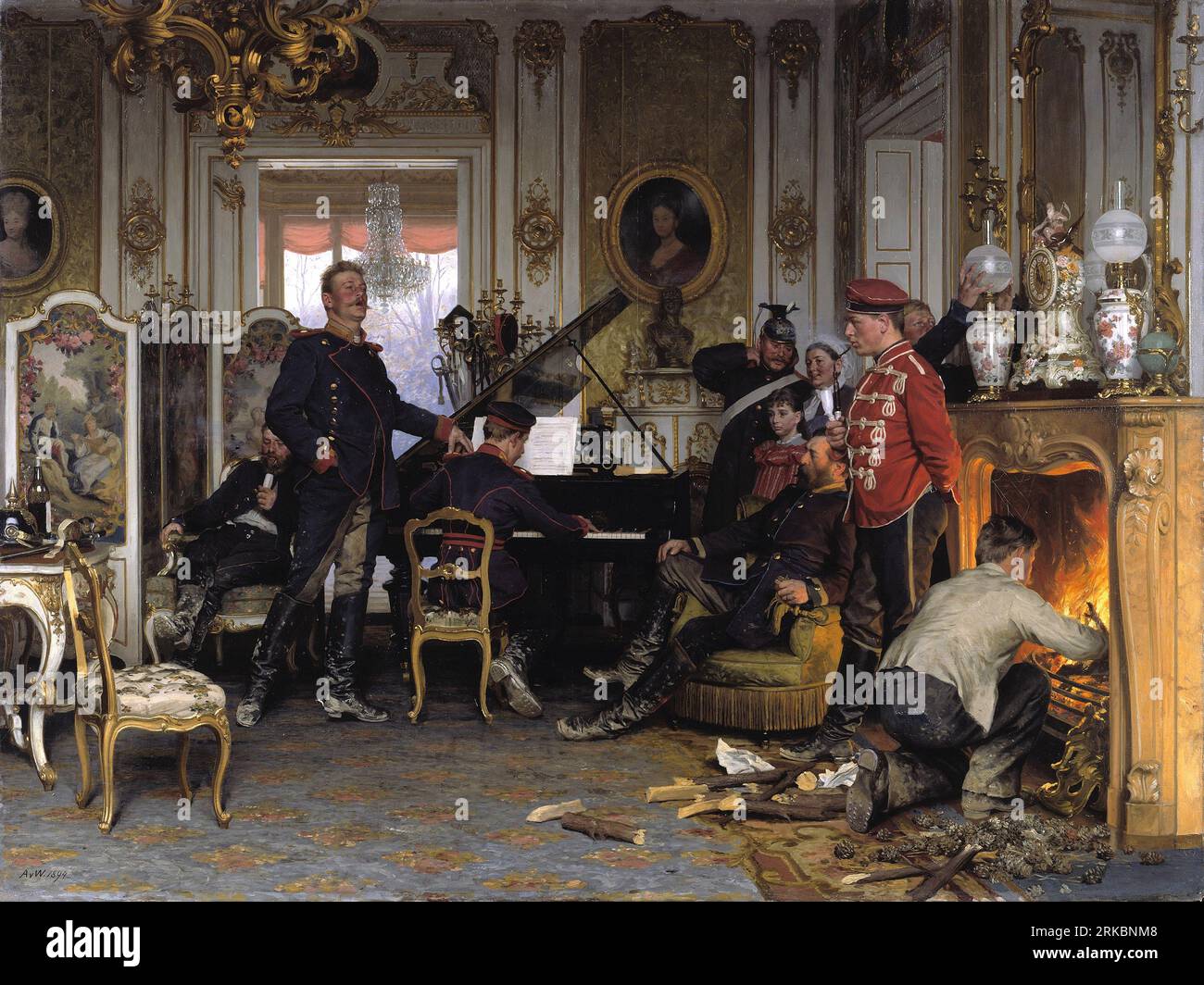 Nel Quartier delle truppe prima di Parigi 1894 (nach einer Skizze vom Oktober 1870) di Anton von Werner Foto Stock