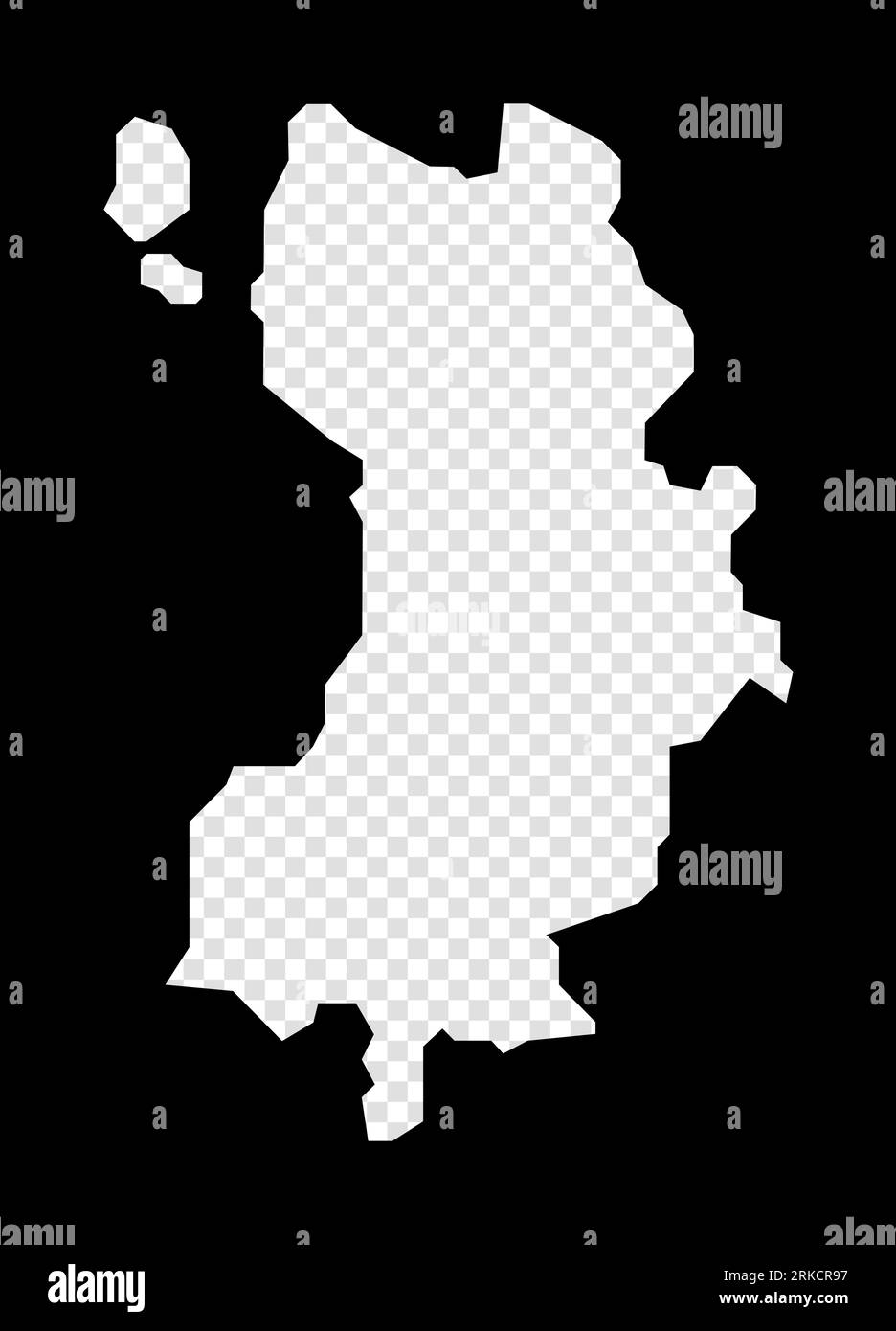 Mappa stencil di Ko Tao. Mappa semplice e minimale trasparente di Ko Tao. Rettangolo nero con forma a taglio dell'isola. Illustrazione vettoriale ordinata. Illustrazione Vettoriale