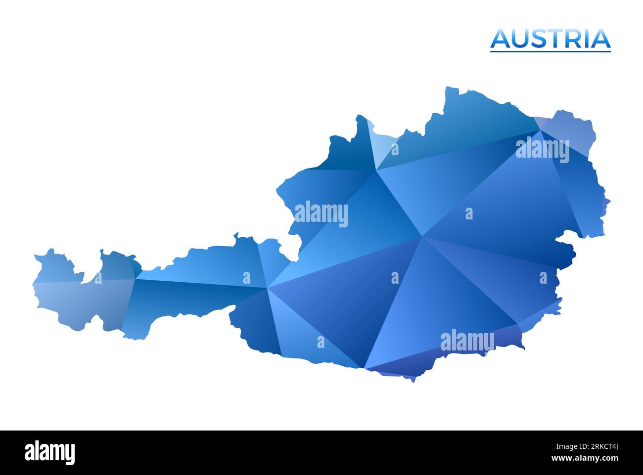 Mappa poligonale vettoriale dell'Austria. Vivace campagna geometrica in basso stile poli. Illustrazioni precise per le infografiche. Illustrazione Vettoriale